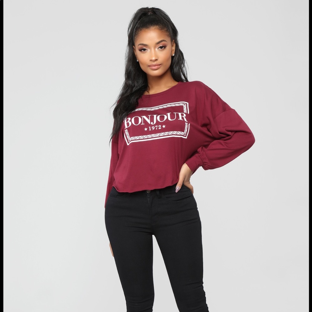 Burgundy bonjour top